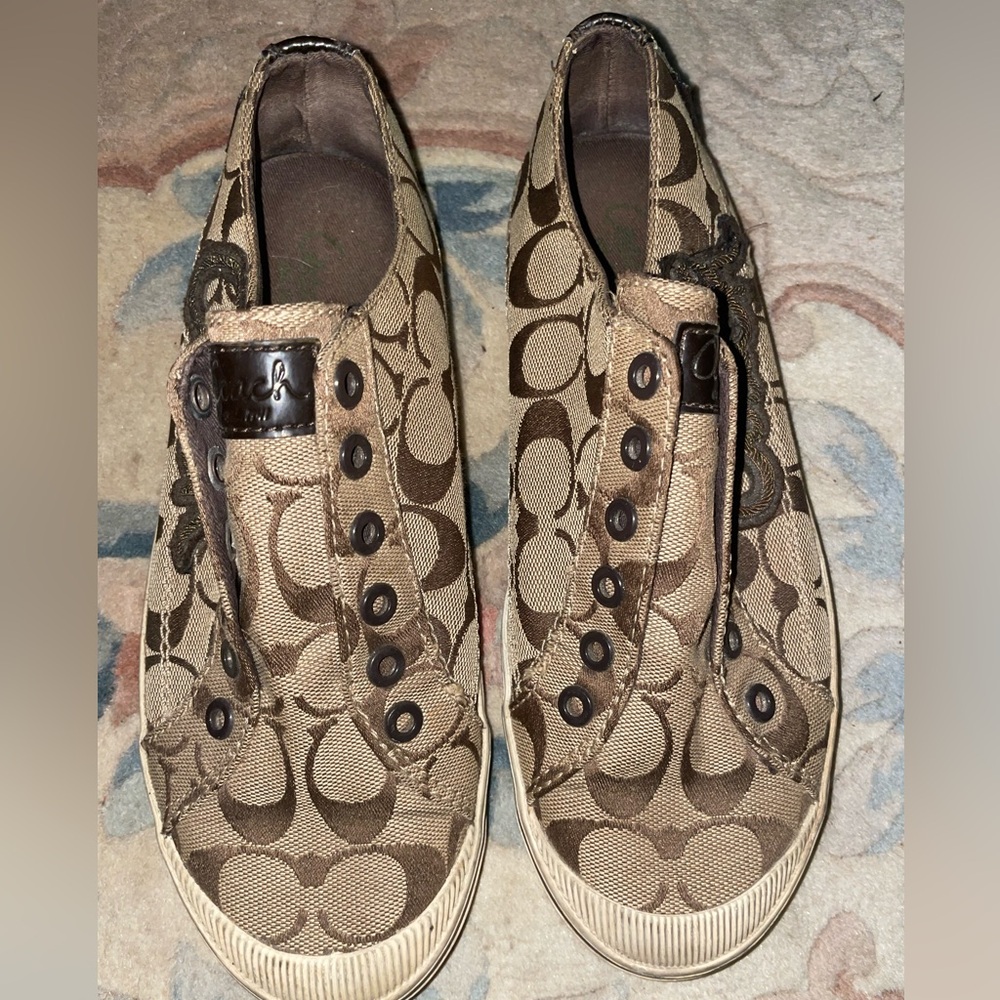 Coach Women’s Katie Brown Canvas Slip-on Sneaker Size 7B